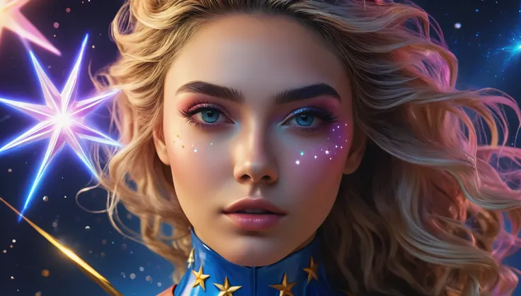 Create imaginative and amazing images demonstrating the style of ((Stargirl)), hyper realistic, 8k, vibrant colors, sharp crisp image