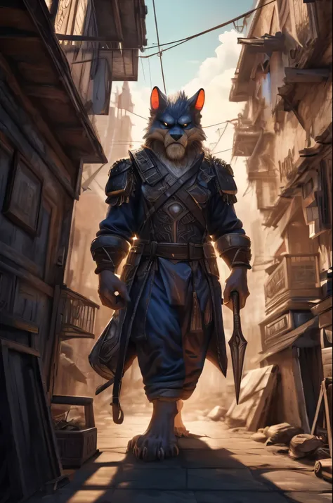 (((barefoot furry character, full body, cinematic setting, furry male))) angry, furios. holding sword. break, detailed backgroun...