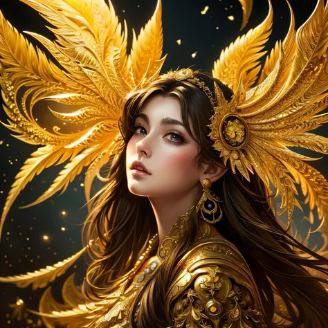 (masterpiece, highest quality, highest quality, official art, beautiful and aesthetic:1.2), (1 girl), very detailed,(fractal art:1.3),gold,most detailed