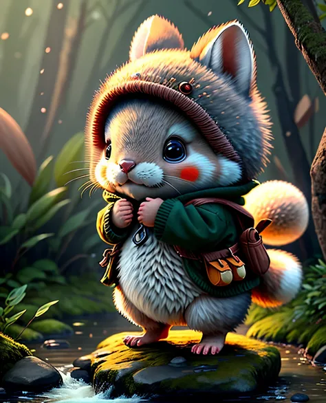 best image quality、"cute生き物たちの傑作を作成しましょう. wombat、（the place is a forest）, high detail, in 8k、best image quality、dressed as an ad...