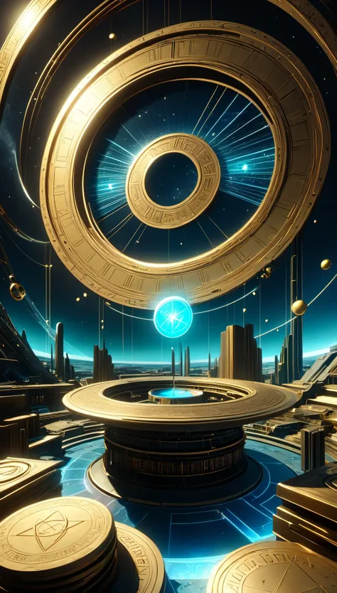 Magic circle 3D rendering, sacred geometry, sharp focus, Ancient times，（The sky is shattered:0.65），（Meteorites flying everywhere：0.85），(悬浮在十二星seat魔法阵前的透明鬼魔法师脸庞), Möbius strip, Heaven and earth collapsed, Combined magic circle, Summoning and complex combina...