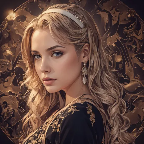 um close do desenho de uma mulher com cabelo comprido, Martin then artwork portrait, detailed illustration portrait, arte vetorial altamente detalhada, bela arte de linha, official illustration, Arte digital detalhada em 4k, belo retrato detalhado, arte de...