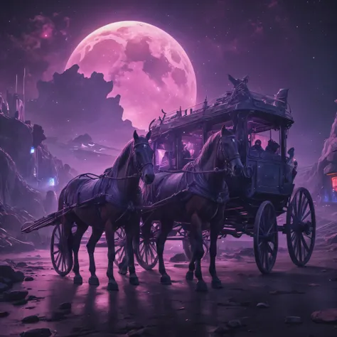 horse and cart travelling through fabric of space and time to a epic futuristic place down the time line
epic detail, high definition 