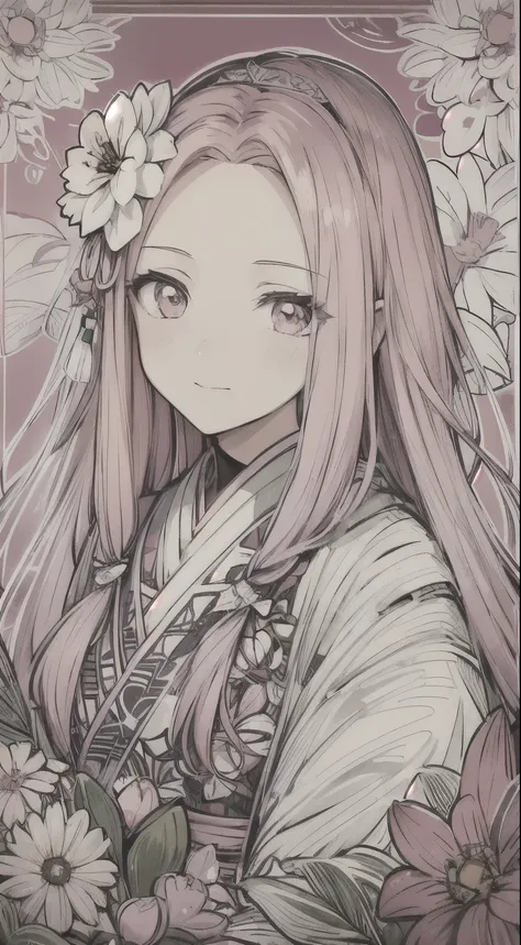  Detailed picture of anime girl,  long hair anime girl, Flowing hair and long coat,Anime girl with pink hair and a pink dress with flowers in her hair., very beautiful anime fox, beautiful anime fox, beautiful fantasy anime, Gouvice, anime fox ear girl, be...