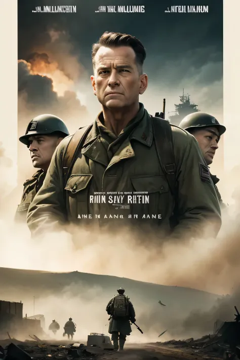 8k, masterpiece, war movie poster, poster for SAVING PRIVATE RYAN