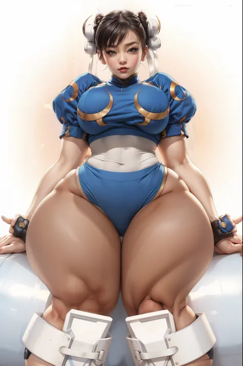 a cartoon picture of a woman in a blue and white outfit, thicc, small curvy , large thighs, thighs focus, sfw version, round thighs, chun li at the gym, oppai proportions, oppai, commission for high res, 2b, 2 b, thighs!!!, thighs close up, most strongest ...