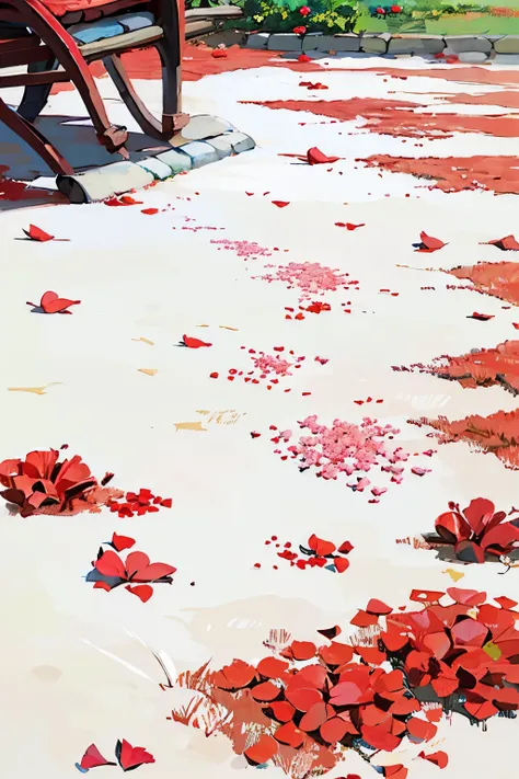 red pink rose petals on the white floor 