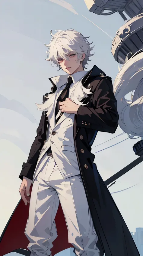 white haired, straight messy haired ((boy, soft boy)) men, male, wearing underwear and a coat, 18 years, high quality, high definition, magic, high definition eyes.