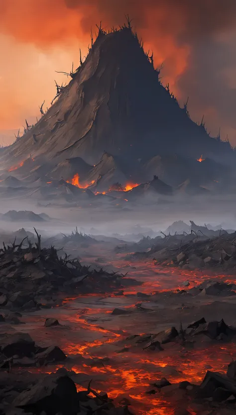 The Ashen Wastes of Huoyan - A hellish plain where cinder cones stand sentinel oer fields of choking grit and ash within which demons and mad survivors live amidst eternal hazes under poison skies and cracks from which flames leap still amongst the dead an...