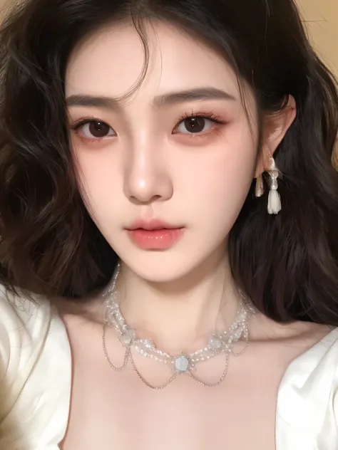 真实的South Korea美女,facial close-up，Exquisite makeup, Realistic and realistic facial expressions,South Korea,20 year old woman with short hair,delicate face,South Korea美女,delicate face,