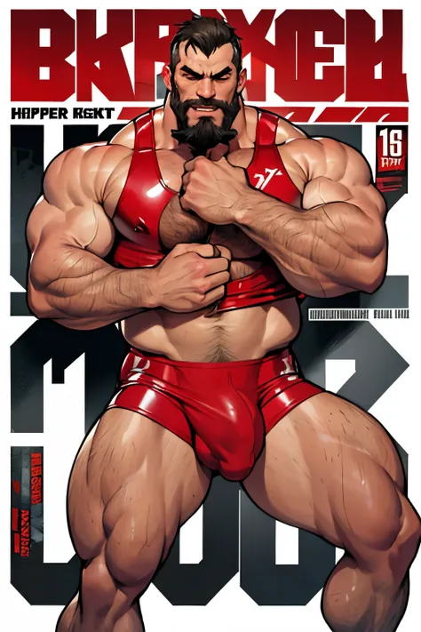 absurderes, hight resolution, 1male people, full body visible (wrestling Magazine covers:1.2), Yaoi(bara) , Stubble,clothes down, matured male, ruggedly handsome face(Zangief, Hulk Hogan), mustache, old face, beefy,thick dark eyebrow, thick eyebrows, Male ...