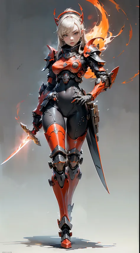 (table top,very detailed, heavy mechanism, hard surface),(concept art:1.1),(armored core style:0.8), A woman wearing ninja robot armor is tying a jutsu seal..,(full armor:1.4),(tactical ninja mask),(red body:1.1),(long legs:1.1),(Carrying a sword on his ba...