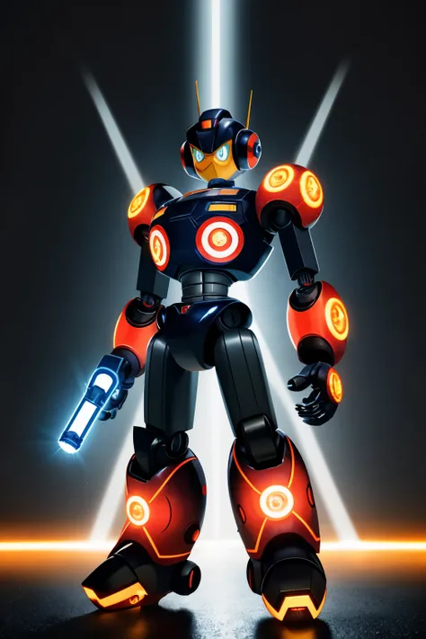 Meet the charismatic Robot Mascot, reminiscent of Mega Mans iconic design. His sleek metallic body shines under the spotlight, and his expressive, circular eyes sparkle with electricity. He clutches a long, powerful blaster weapon in one hand – ready to de...