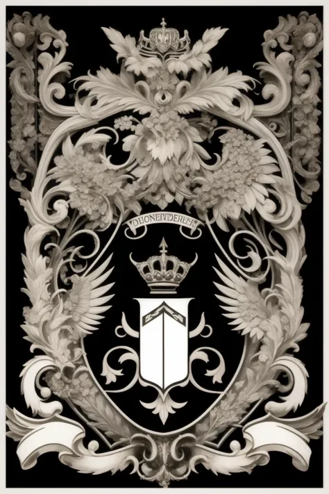 vector　intricate coat of arms　stylish　monochromatic