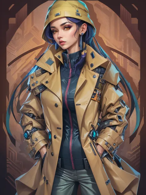  ((best quality)) , ((masterpiece)) ,((details)) ,(((isometric style))),(((a Hip-Hop Female Banshee))), she is wearing a Trench coat, her Trench coat is tailored by Jason Wu, (Cybernetic Eye), 8k resolution, ((Simple background)),vibrant, beautiful, crisp,...