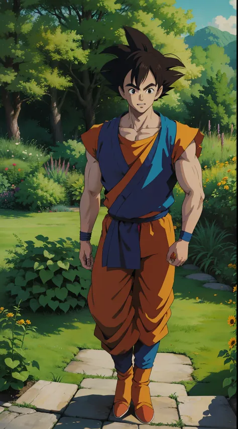 goku, perfect image, In the garden, 1 man