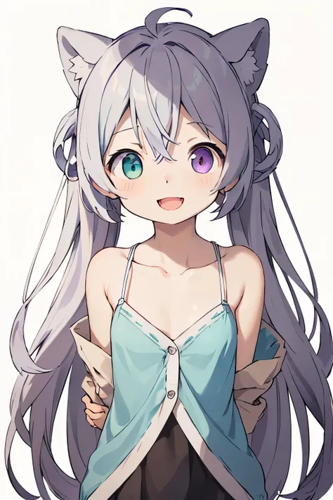 white background、Solid white background、blank background、symmetrical person、standing、arms behind back、 fold your hands behind your back、Upper body photographed from the front,(high quality, Breathtaking),(delicate eyes, perfect face)solo, Light blue point ...
