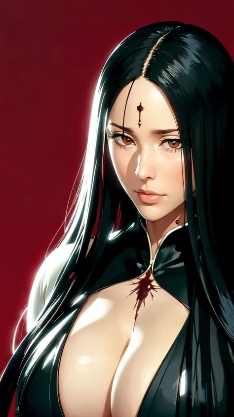 (((完美figure,figure,black Japanese clothing,feather woven, (((bleach,(((Scars on the chest))), red eyes,unohana))),S型figure:1.7))),((masterpiece)),high resolution, ((Best quality at best)),masterpiece,quality,Best quality,((( Exquisite facial features,looki...