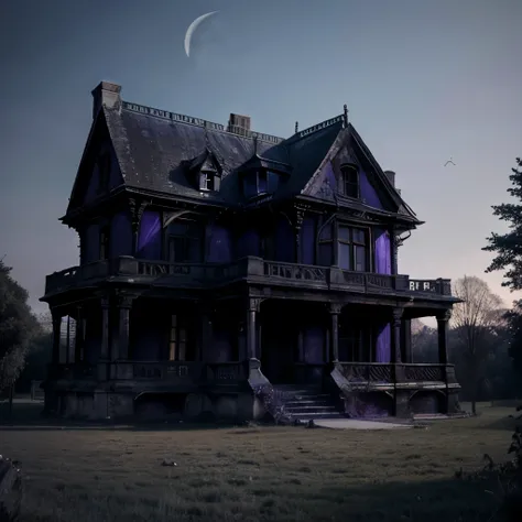 old ancient gothic eerie creepy mansion purple blue black hues
high resolution photo 