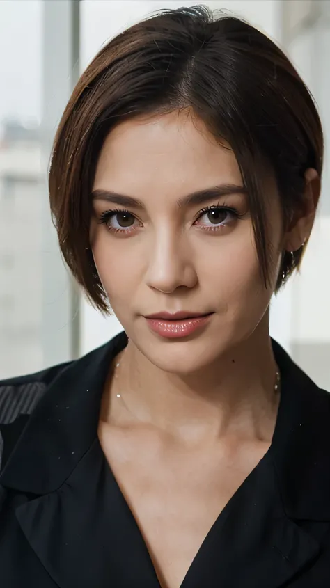 mature women wear business outfit,short hair,close up