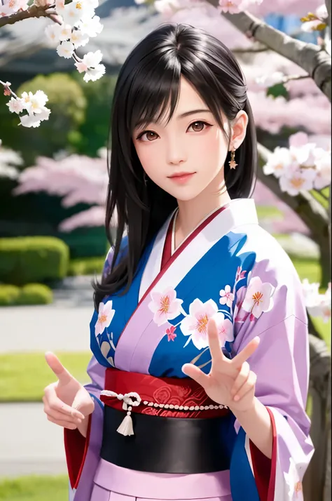 (Top Quality, Masterpiece: 1.1), (Realistic: 1.3),(Photo realistic:1.2), BREAK (((FF7,Tifa_lockhart))),Ultra-detailed face, Detailed red eyes,(black Brown Hair, Large breasts: 1.2), about 18 years old,  (White Japanese Clothing, kimono , Japanese clothes, ...