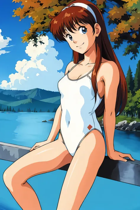 masterpiece, highest quality, alone, 1 girl, outdoors,
 Erica , long hair, swimsuit, smile,