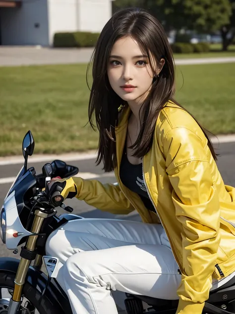  (realistic:1.5), 8k, Super delicate beauty, 1 girl, intricate body details, (short: 1.3), (highest quality: 1.0), (Super high sharpness: 1.0),（Beautiful and delicate depiction of eyes）,((((ride a motorcycle)))),unreal engine:1.4, photorealistic:1.4, skin ...