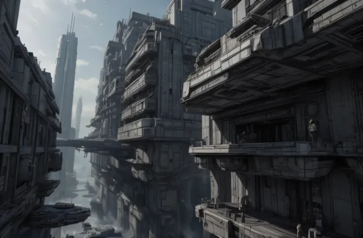Ultra-realistic 16K CG, masterpiece, Best Composition, Photo quality, work of art, a lot of details, view from above, 8K, very detailed, distant fantasy, cyberpunk, hyper-detailed, crazy details, wet, rain, Moss on the walls, flowers, flood, against the ba...