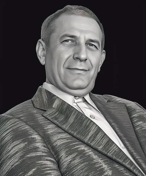 Arafed black and white photo of a man in a suit , Vladimir Abat-Cherkasov, Portrait of Benjamin Netanyahu, Oleg Zherebin, Vitaly Bulgarov, high quality portrait, based on Yusuf Karsh, Nikolay Kopeikin, inspired by István Szonyi, Tony Sart is very detailed