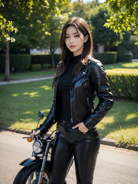 (realistic:1.5), 8k, Super delicate beauty, 1 girl, intricate body details, (short: 1.3), (highest quality: 1.0), (Super high sharpness: 1.0),(Beautiful and delicate depiction of eyes),((((ride a motorcycle)))),unreal engine:1.4, photorealistic:1.4, skin ...