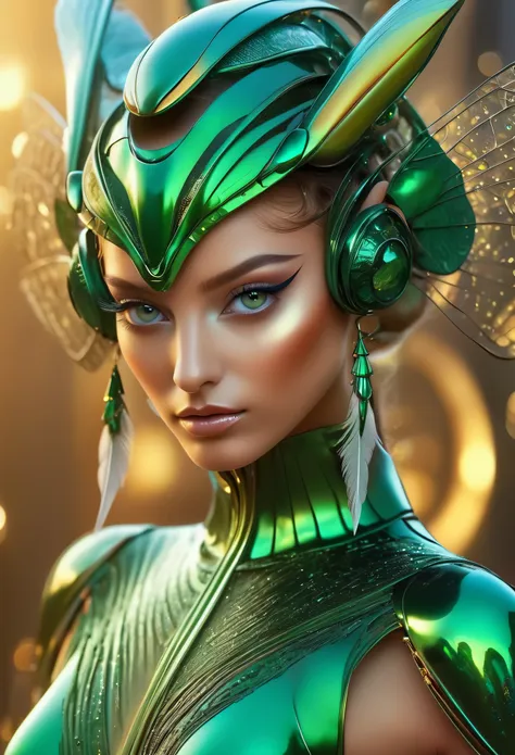 (best quality,4k,8k,highres,masterpiece:1.2),ultra-detailed,(photorealistic,photo-realistic:1.37),A beautiful female with compound eyes that look like the eyes of a praying mantis,futuristic,hi-tech,natural-looking skin,emerald-green compound eyes,exquisit...