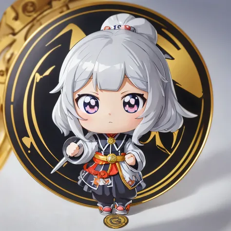 (( a silver coin with a hand-painted anime character on its front.)) The chibi girls deformed features and playful expression make this coin a unique and captivating piece of art. The level of detail in this image will leave you in awe.
