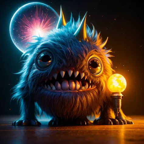 generate a high-quality 3d image of cute monsters using advanced rendering and modeling techniques. use the following software f...