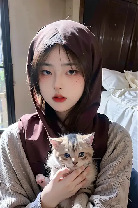 (8k, RAW photo:1.2)detailed face and eyes,最high quality, 超A high resolution, very detailed ,intricate details、bedroom、wearing hijab、pretty girl , soft movie-like light, hyper detail,sharp focus, high quality, dripping from, veil, hijab, muslim veil, jilbab...