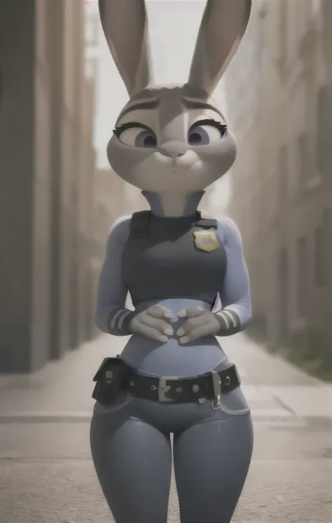 orejas hacia abajo, (mejor calidad, obra maestra:1), peluda hembra antro judyhopps, retrato, uniforme de policia, uniforme compl...