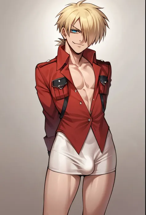 score_9, score_8_up, score_7_up, source_anime, solo, seras victoria, hellsing, smug sinister expression, 
Sinister, evil, looking at viewer, arms behind back, blonde hair, hair over one eye, blue eyes, Chines edress,  red gown,, sexy, flat chest, femboy, m...