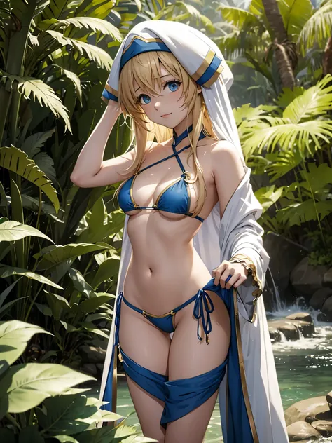 goblin slayer show priestess standing in the jungle wearing bikini cloth