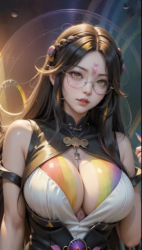 (1 girl:1.3)、solo、__body parts__、official art、unity 8k wallpaper、super detailed、Cosmetology and aesthetics、big breasts beautiful、master piece、best quality、fantastic atmosphere、calm color palette、feeling calm、soft shades、sexy nun、 ((((giant glasses, otaku g...