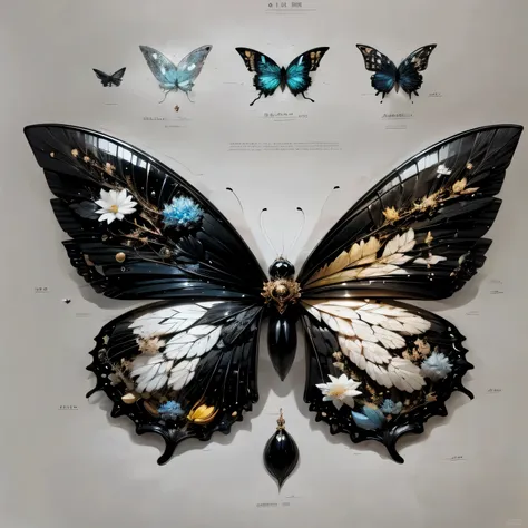 there are many butterflies displayed in the glass cabinet, photo of a mechanical butterfly, exquisite and handsome wings, author...