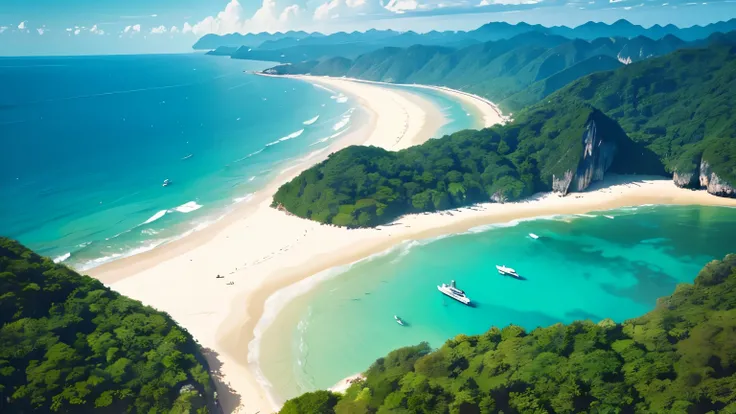 drone shot, view of the beautiful sea in Thailand.
