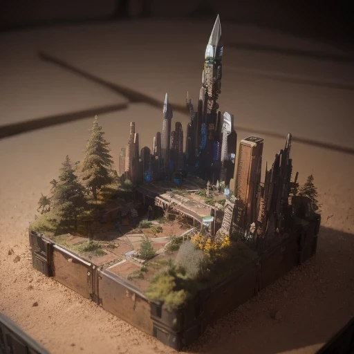 3598年Mars realistic model, (split ends, original photo, best quality, masterpiece:1.4),Steampunk Cyberpunk 6820 City,(CyberpunkMars light:1.3), Mars (related to land),(in a small nature box:1.3),Isometric, small nature, landscape on foundation,landscape,