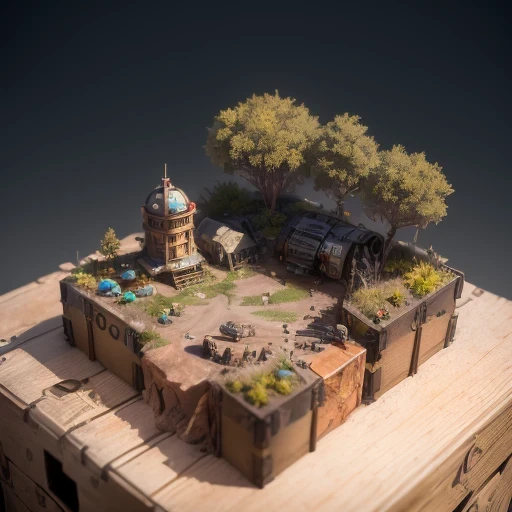 3598年Mars realistic model, (split ends, original photo, best quality, masterpiece:1.4),Steampunk Cyberpunk 6820 City,(CyberpunkMars light:1.3), Mars (related to land),(in a small nature box:1.3),Isometric, small nature, landscape on foundation,landscape,