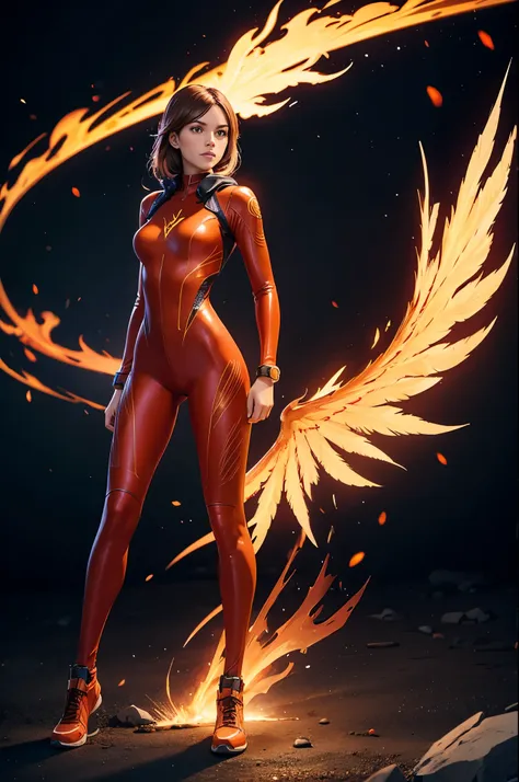 full body, phoenix girl, bodysuit