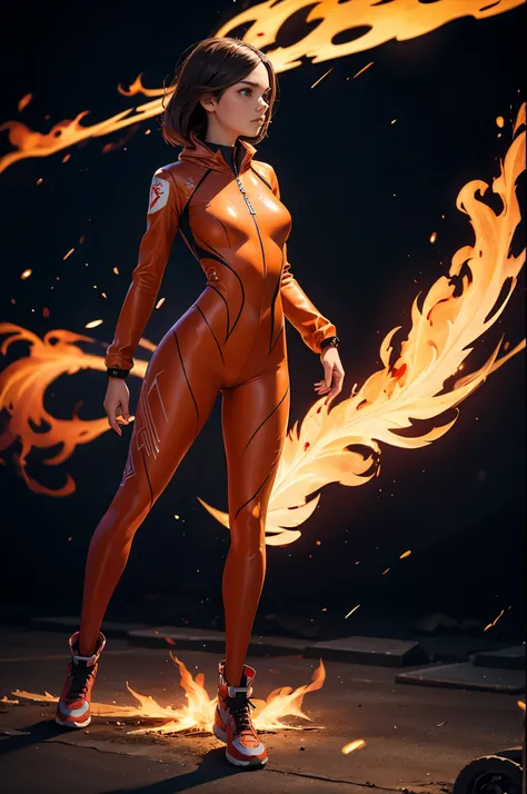 full body, phoenix girl, bodysuit