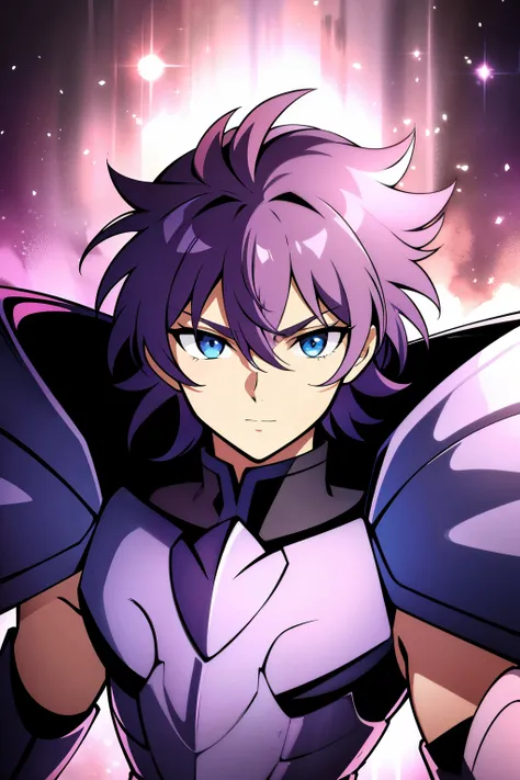 (high-quality, breathtaking),(expressive eyes, perfect face), 1boy, male, solo, half body, armor, dark onyx purple armor, saint ...