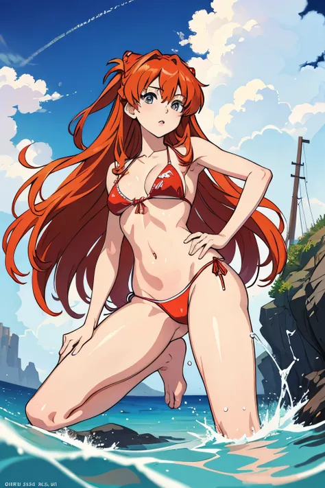 (masterpiece:1.0), (best_quality:1.0), ultra high res, 4K, ultra-detailed, souryuu asuka langley, bikini