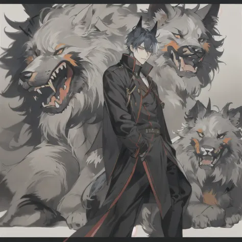 男性Dog Devil，mature man，Handsome，simple pictures，Anime style gentle，Dog Devil