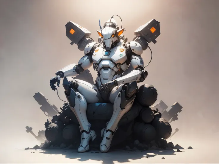 robot detective, Mech Ganesha floating, sitting pose, 6 arms posing different, on white background, Watercolor, trending on artstation, sharp focus, studio photo, intricate details, highly detailed, by greg rutkowski.