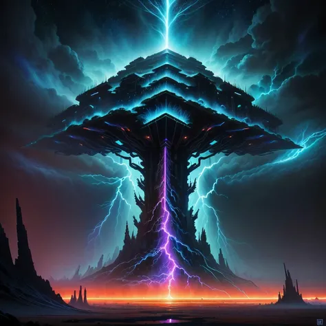 Fractal Thunder Dan Mumford no topo, arte conceitual 8k, 8k arte impressionante, epic scifi fantasy art, Epic Fantasy Digital Art Style, Arte de fantasia 8k, arte conceitual 8 k,