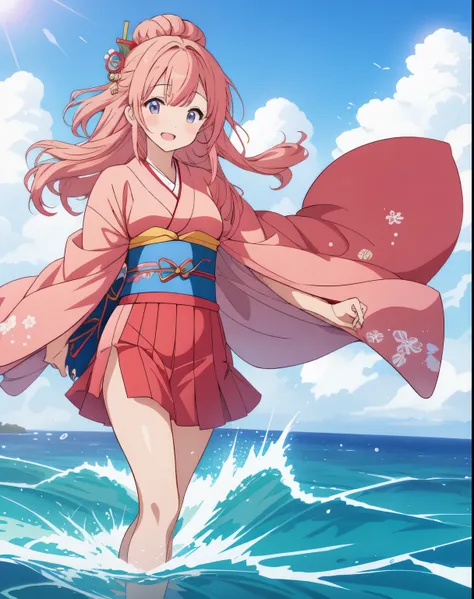 Japanese female anime character is at sea